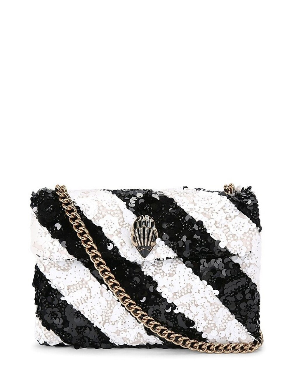 Kurt Geiger London Kensington B&W Sequin Convertible Crossbody Shoulder Bag New